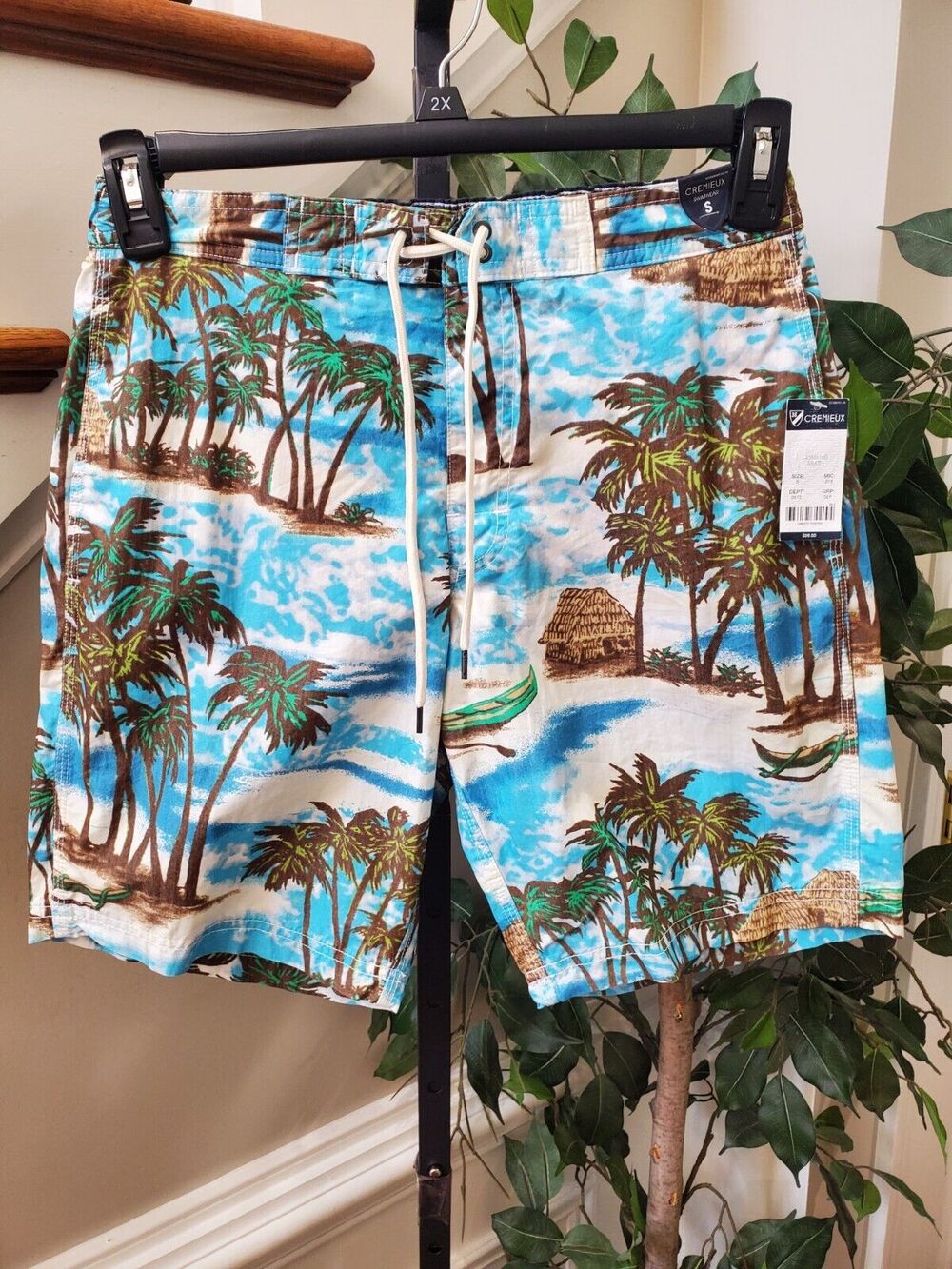 Cremieux Men's Multicolor Cotton Pull On Drawstring Swimwear Shorts Size Small